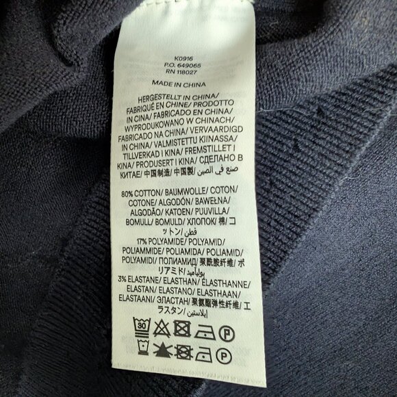 Boden Short Sleeve Emilia Cotton Knit Crew T-Shirt Sweater Navy Ecru Large EUC - Picture 8 of 8